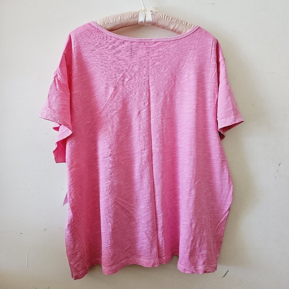 Size XXL Old Navy Hot Pink Short Sleeved V Neck Button Up Front Women's Summer - Picture 12 of 16